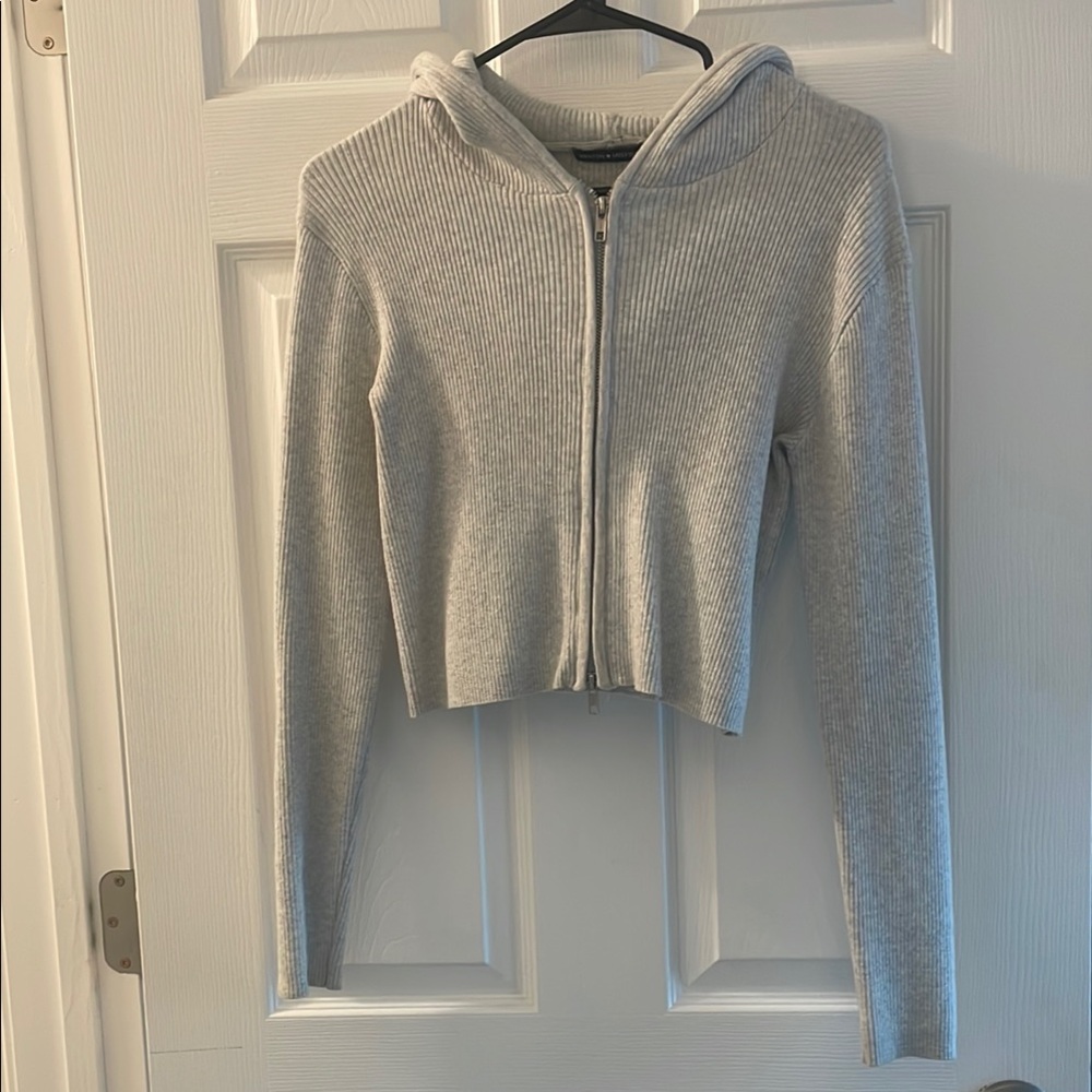 Brandy Melville Ribbed Zip-Up Hoodie
